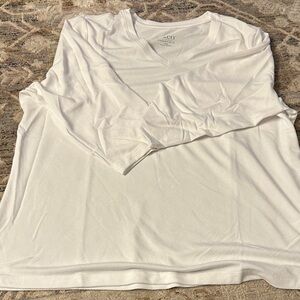 White Long Sleeve V-Neck Top - NWOT